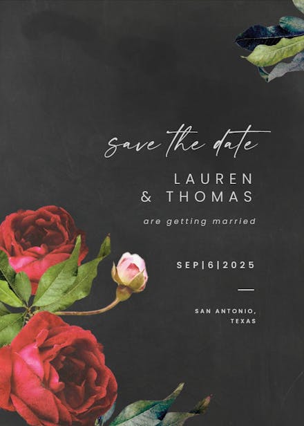 Roses and love - save the date card