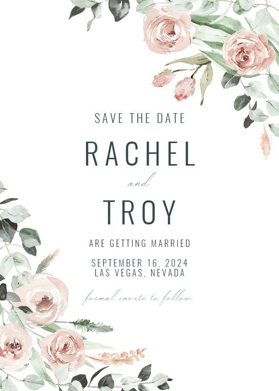 Rosey roses - save the date card