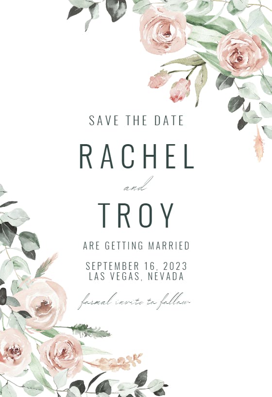 Rosey Roses - Save The Date Card Template | Greetings Island