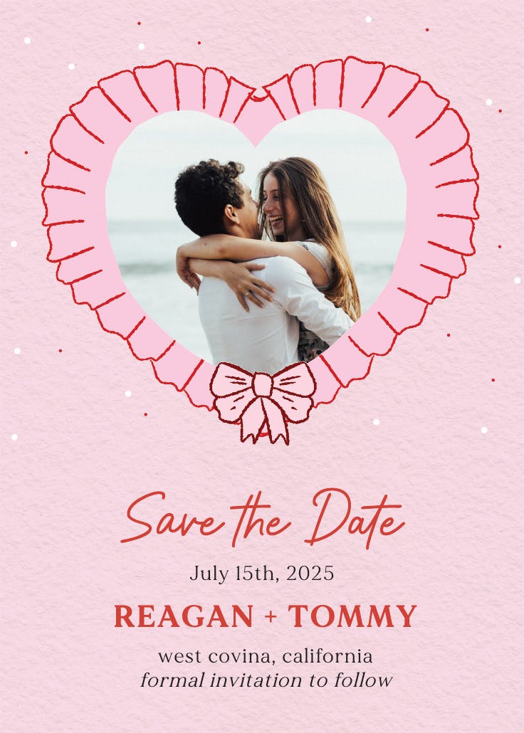 Ruffle heart - save the date card