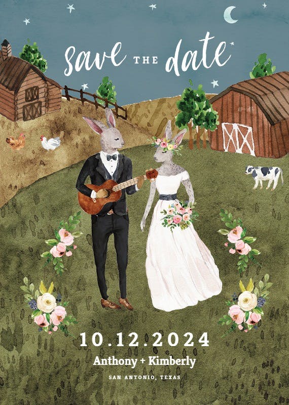 Rustic hipster animals - save the date card