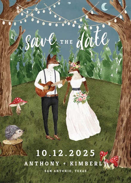 Rustic hipster animals - save the date card