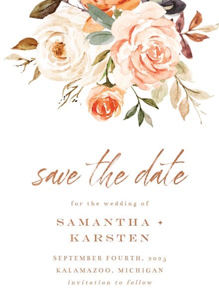 Rustic roses - save the date card