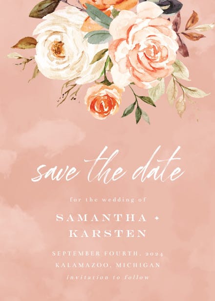 Rustic Roses - Save The Date Card Template | Greetings Island