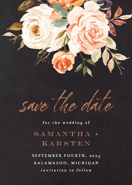Rustic roses - save the date card