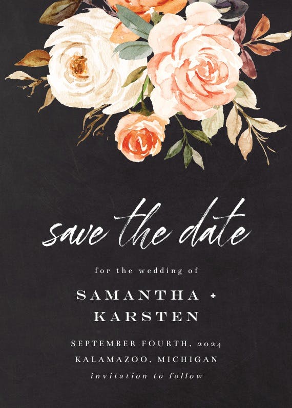 Rustic roses - save the date card