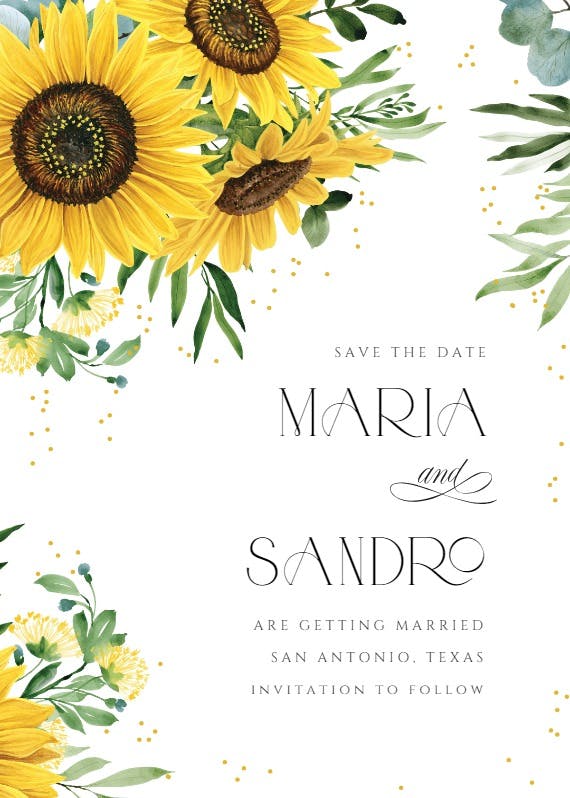 Rustic sunflowers corner - save the date card