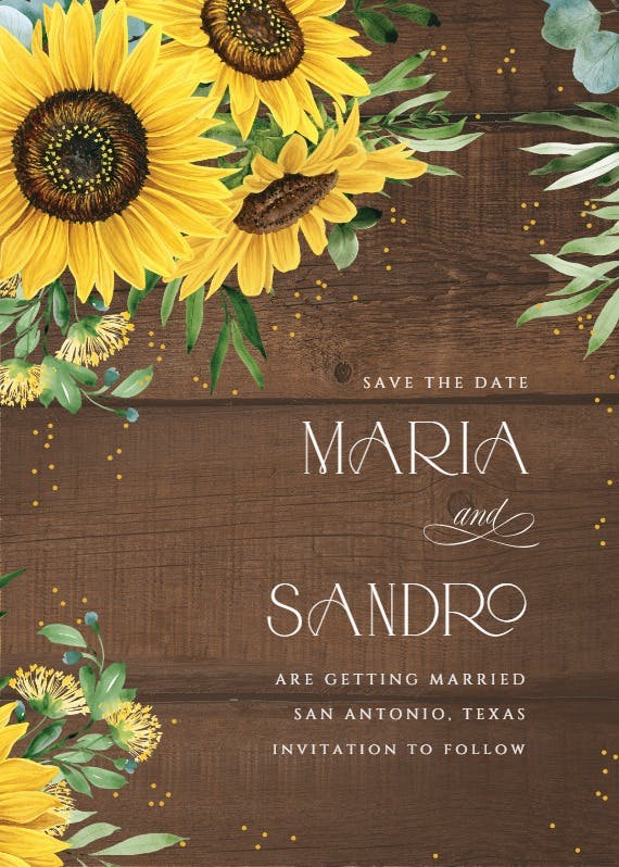Rustic sunflowers corner - save the date card
