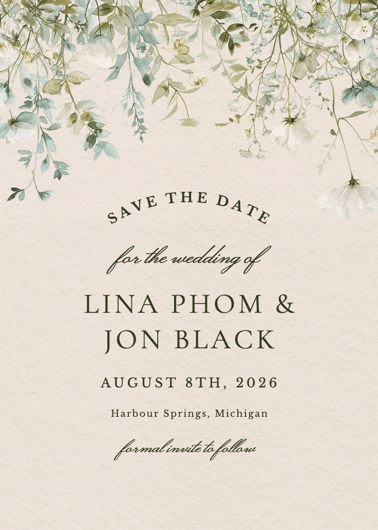 Sage leaves - tarjeta para reserva la fecha