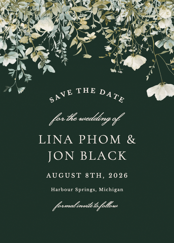 Sage leaves - save the date card