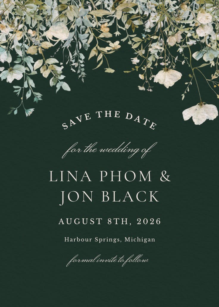 Sage leaves - save the date card