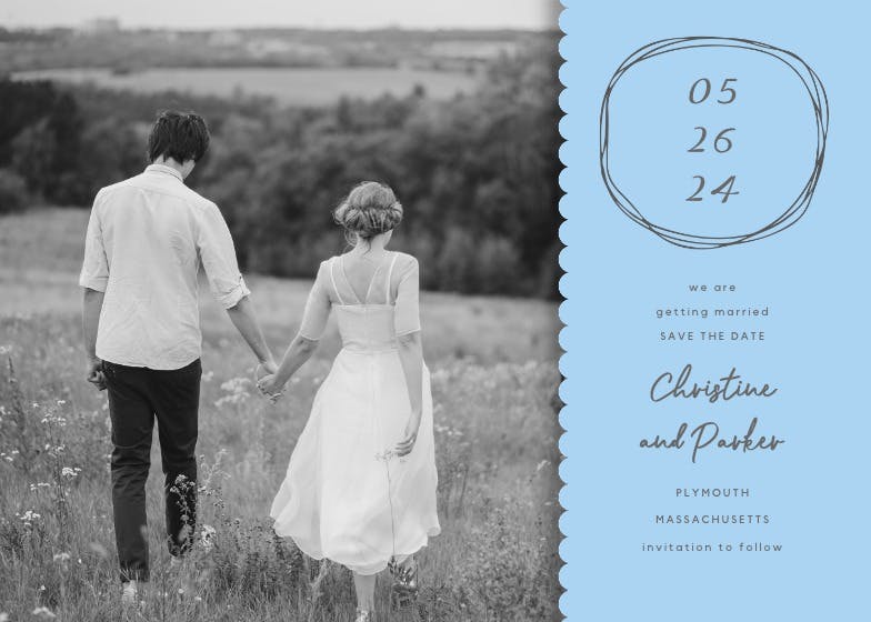 Scalloped frame - save the date card