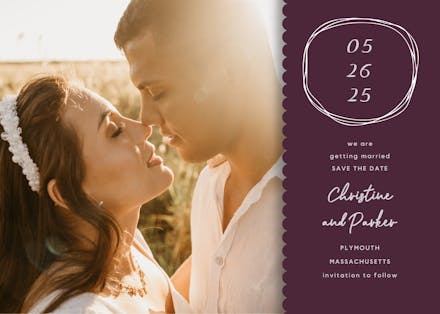 Scalloped frame - save the date card
