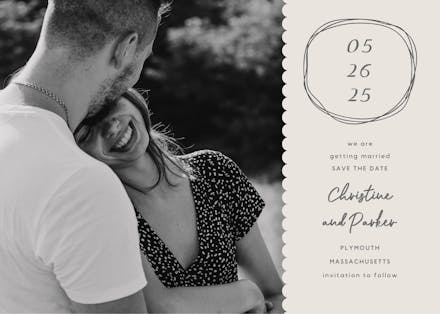Scalloped frame - save the date card