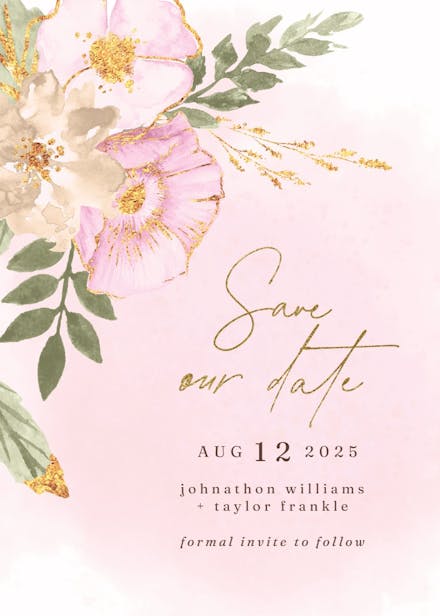 Shabby chic flowers - save the date card