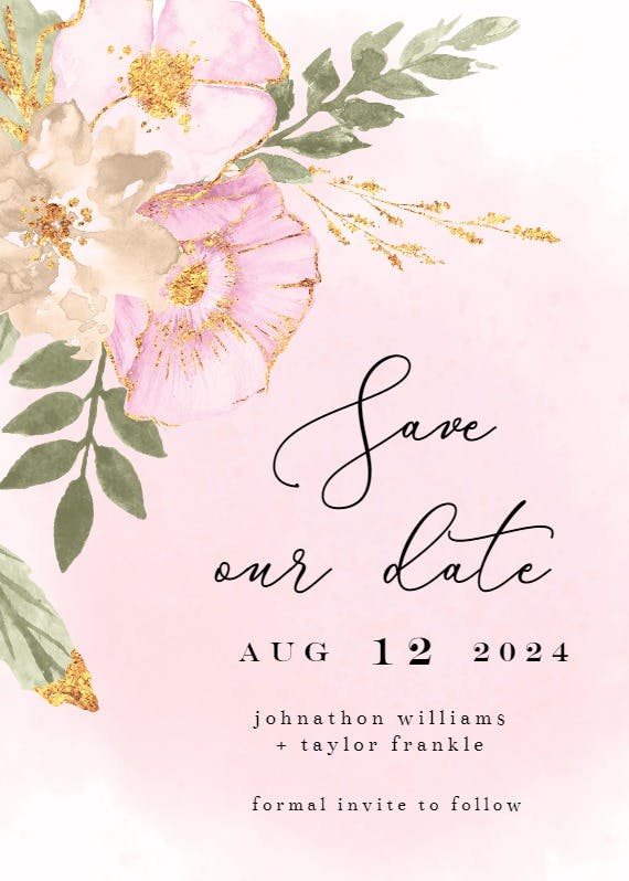 Shabby chic flowers - save the date card