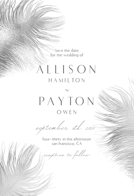 Shimmering Feathers - Save the Date Card