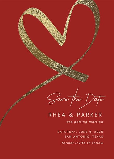 Shimmering heart - save the date card