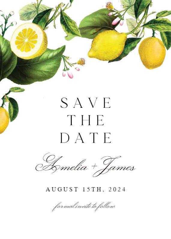 Sicilian lemon tree - save the date card