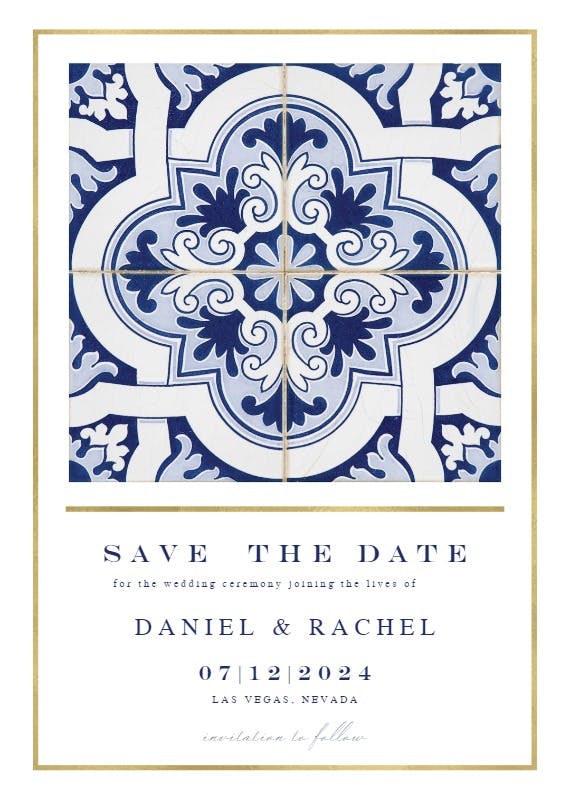 Sicilian tiles - save the date card