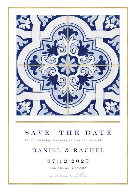 Sicilian tiles - save the date card