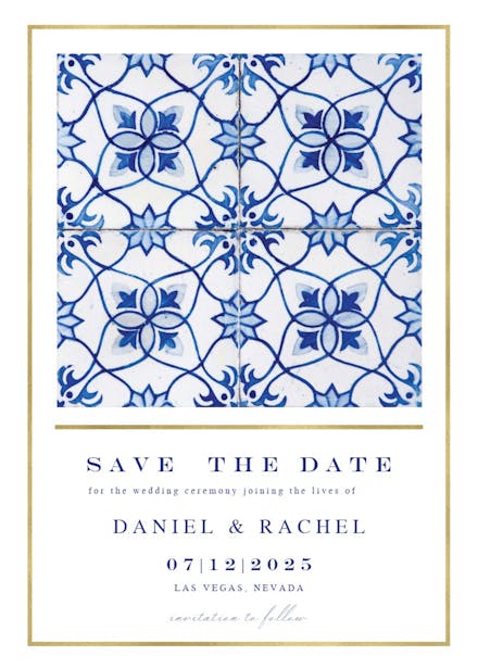 Sicilian tiles - save the date card