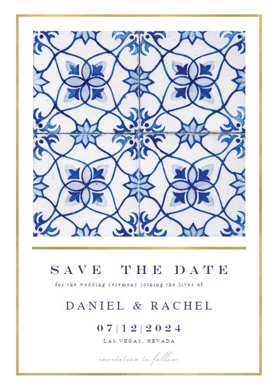 Sicilian tiles -  tarjeta para reserva la fecha