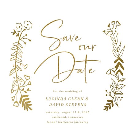 Side by side gold - save the date card