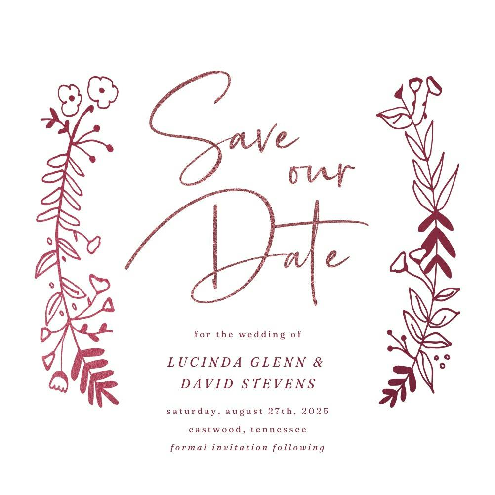 Side by side gold - save the date card