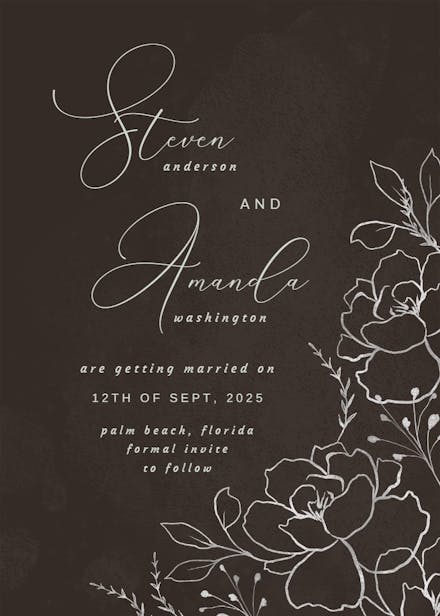 Silver florals - save the date card