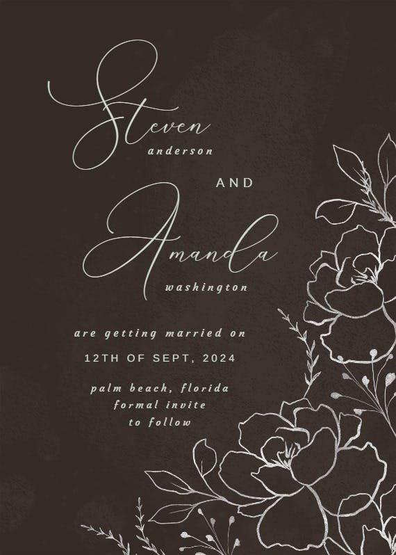 Silver florals - save the date card
