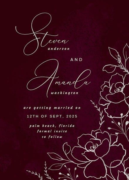 Silver florals - save the date card