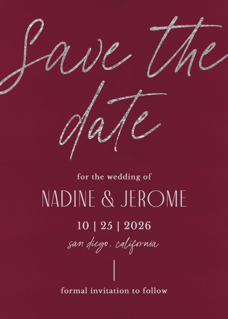 Silver memories - save the date card