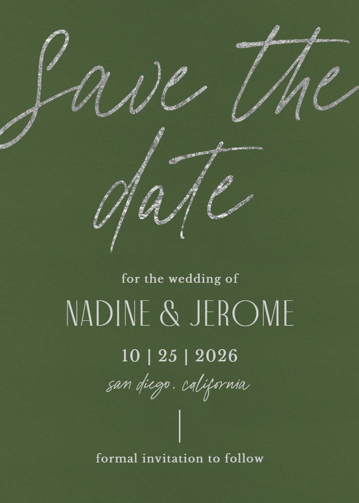 Silver memories - save the date card