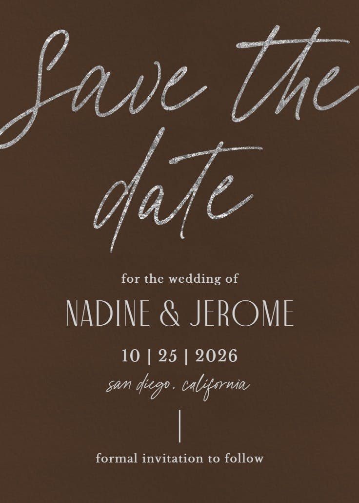 Silver memories - save the date card
