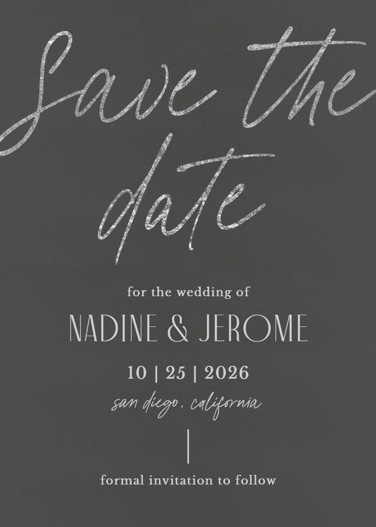 Silver memories - save the date card