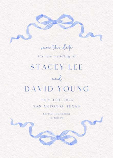 Simplistic ribbon - save the date card