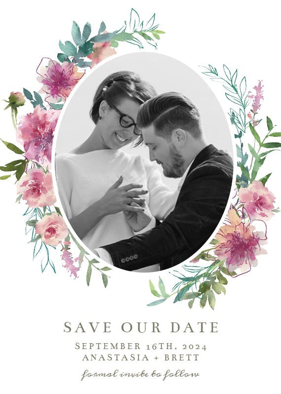 Sketchy florals - save the date card