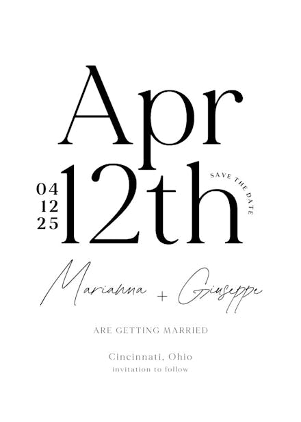 Sleek bold - save the date card