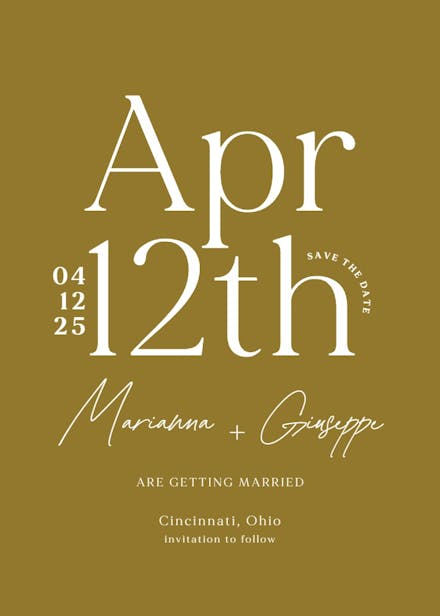 Sleek bold - save the date card