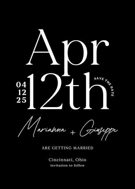 Sleek bold - save the date card