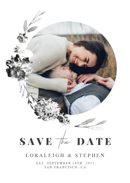 Smokey flowers - save the date card