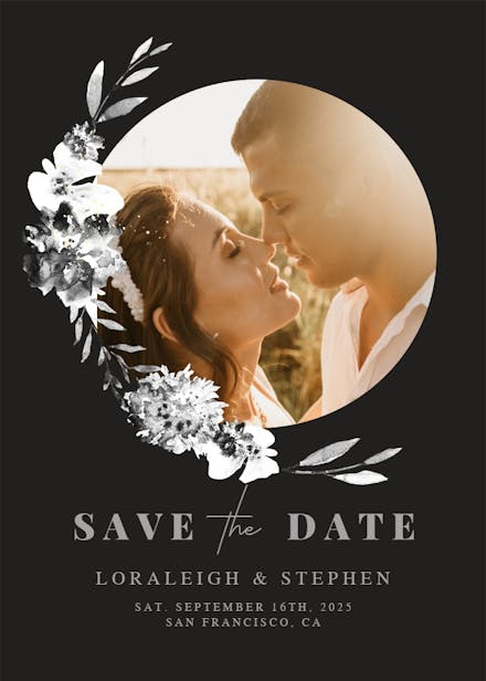 Smokey flowers - save the date card