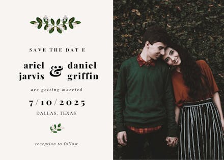 Soft botanical - save the date card