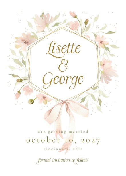 Soft romantic floral frame - save the date card