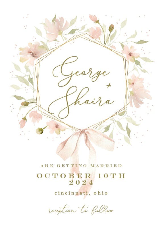 Soft romantic floral frame - save the date card