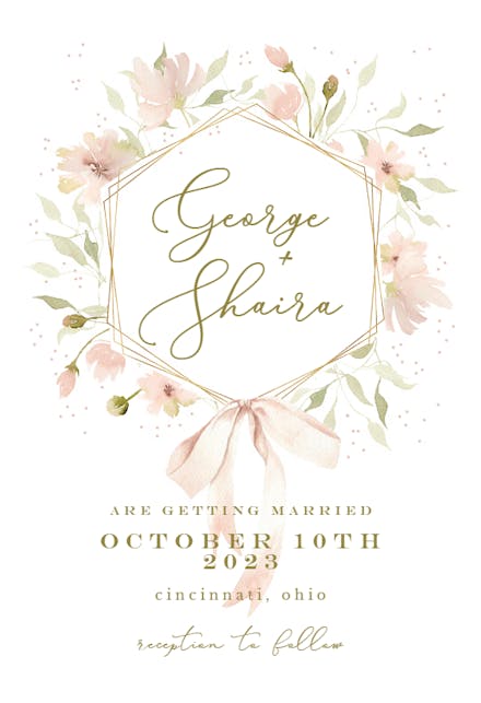 Soft Romantic Floral Frame - Save the Date Card