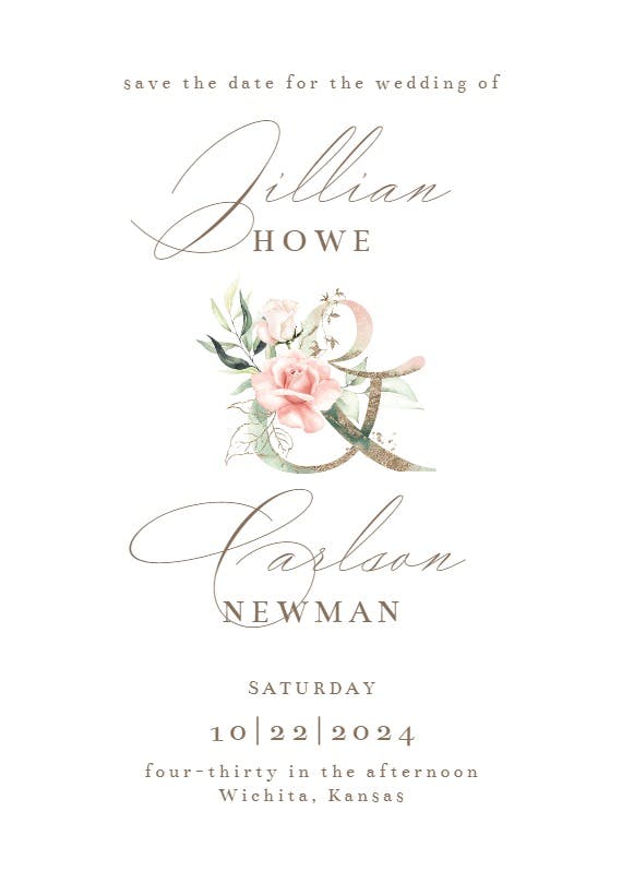 Soft roses - save the date card