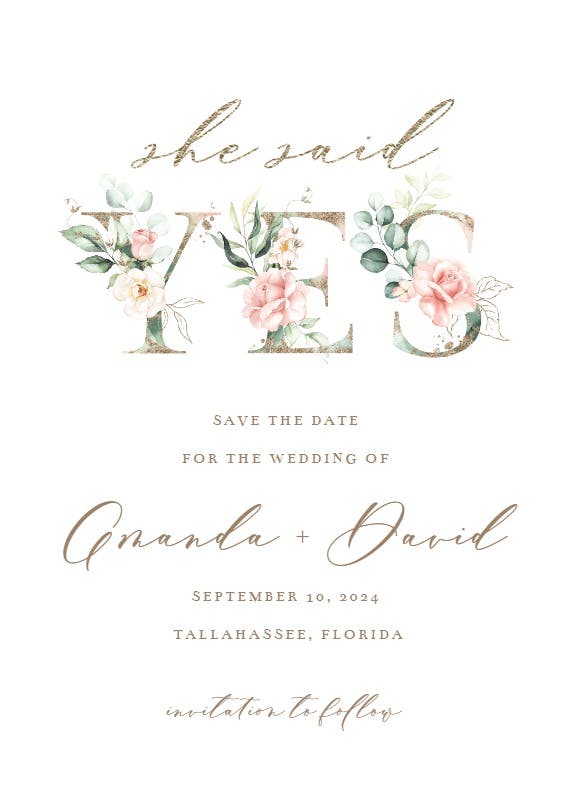 Soft roses - save the date card