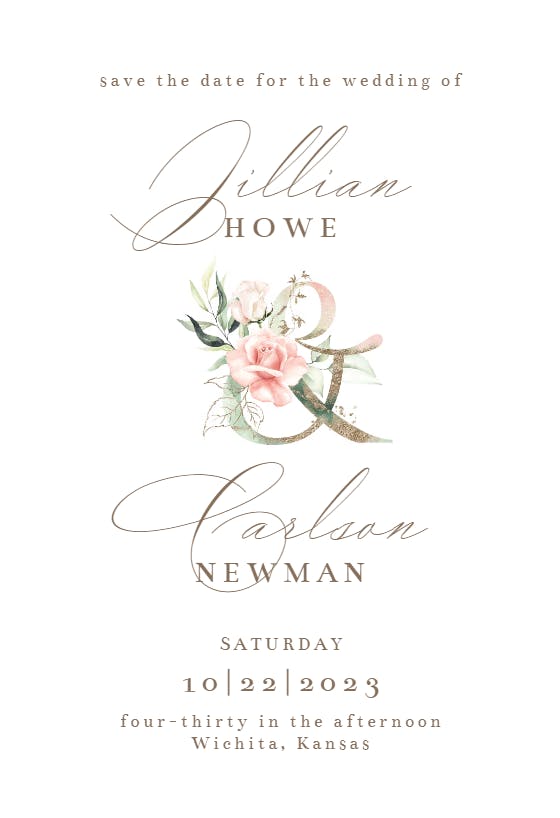 Soft Roses - Save The Date Card Template 